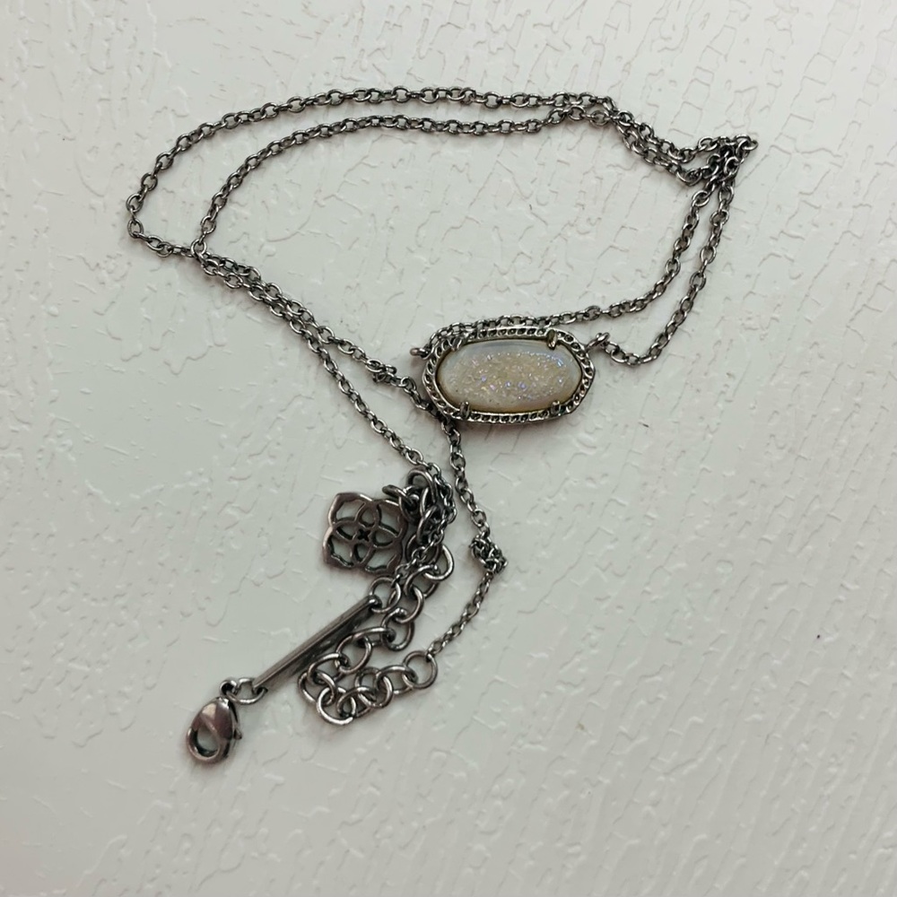 Kendra Scott “Elisa” drusy necklace in silver